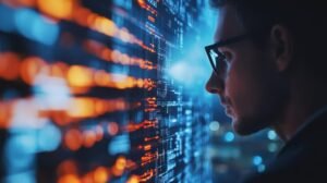 Data science career path showing skills, tools, and projects on a laptop with data visualizations